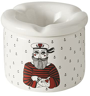 Maritimer Sturmaschenbecher – kleine Anker, Seemann, rot-schwarz – Ø 10 cm | aus Keramik – leichte Reinigung durch abnehmbaren Deckel – Zigaretten- und Kippensammler – Tischdekoration – Seaside No.64