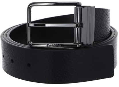 Calvin Klein Cintura Uomo Cintura in Pelle, Nero (Ck Black/Dk Brown), 100 cm
