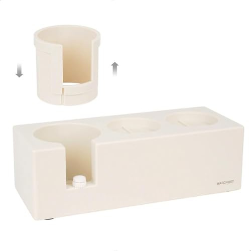 watchget Espresso Tamping Station Organizer Portafilter Holder, Warm White | Fits 51-58mm Portafilter; Compact Plastic Espresso Organizer Box; multifunctional Espresso Machine Accessories for Coffee Bar