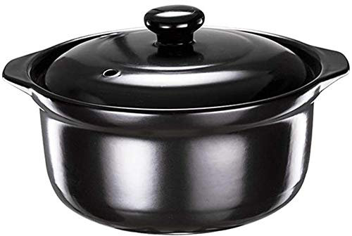Terrakotta Kochtopf Auflauf, Kleiner Keramik -Rundauflaufschale Tontopf Mit Zwei Griffen Und Deckel, Ideal for Kochen, Schwarz 1. 5L/2,1L/2,7L (Size : 1.5L)