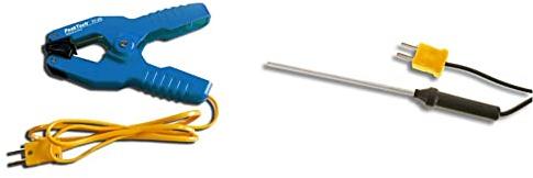 PeakTech praktischer Temperaturfühler Typ K als Klemmzange/Klammer für Rohre, 1 Stück, TF-25 & Typ K Stabtemperaturfühler -50 °C bis 300 °C/in 75 mm Stab-Bauform mit Kabellänge, 1 Stück, TF-55