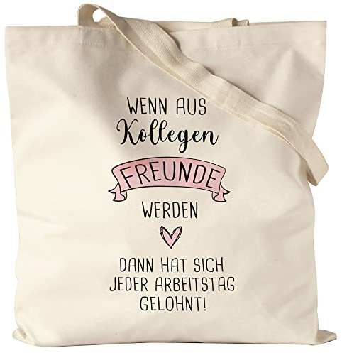 Hey!Print Wenn Aus Kollegen Freunde Werden Jutebeutel Stoffbeutel Canvas Lieblingskollegin Arbeit Büro-Beutel Kollegin Geschenk