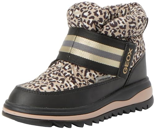 Geox J ADELHIDE Girl B AB Ankle Boot, Black/Gold, 32 EU