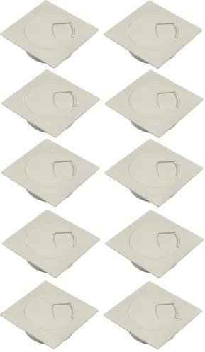 Gedotec Pasacables de Escritorio de plástico ABS Resistente, 10 Unidades de pasacables Cuadrados de 80 mm, Plaza | Caja Cables Gris | guía Cables Rectangular para presionar | Canal Cable Escritorio