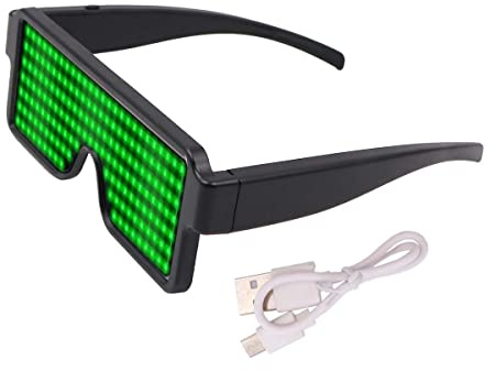 Namvo LED-glasögon, USB-laddningsbara, med LED-display, för nattklubb, jul, födelsedagsfesttillbehör (grön)