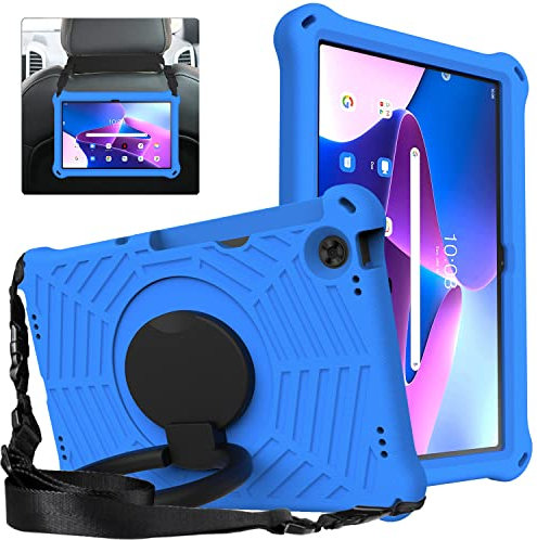 XunyLyee Bambini Custodia per Lenovo Tab M10 Plus (3rd Gen) 10.61 Pollici, con Supporto Rotante 360° - Tracolla Custodia Bambino per Lenovo Tab M10 Plus (3ª generazione) TB-125F, TB-128F (Blu)