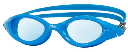 Zoggs Panorama Kids Swimming Goggles (Blue Lens, Blue/Grey, 6-14 Years) with Tinted UV Protection & Soft, Anti-Leak Seal, Wide Vision with Anti-Fog, Junior Boys & Girls Swim Goggles Kids
