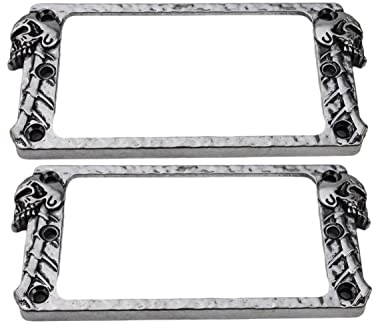 Guyker Flach Humbucker-Abdeckung, Tonabnehmer-Montagering-Set aus Metall, Steghals, Ersatzteil für E-Gitarre oder Präzisions-Bass (2 Stück, PR007 Antiksilber)