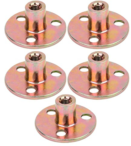ANKROYU Hochleistungs Flansch T Muttern Im 5er Pack, 3 Loch Möbelbefestigungen aus Verzinktem Stahl Mit Runder Basis, Drehfest(M6)