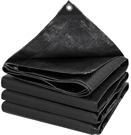 Toile Bâche Noire Imperméable l'eau Protection Solaire Toile D'Isolation Thermique Épaissie Bâche Pluie Pare-Soleil Extérieur(Size:4x6 m)