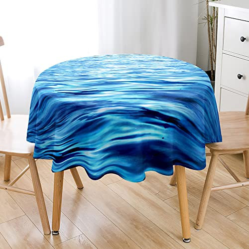 Lukery Tischdecke Abwaschbar Gartentischdecke, Blaue Serie Tischdecke Rund Tischdecken Tischtuch Outdoor Indoor, Tisch Schutz für Geburtstag Hochzeit Festival (Durchmesser 180cm,Wasser G)