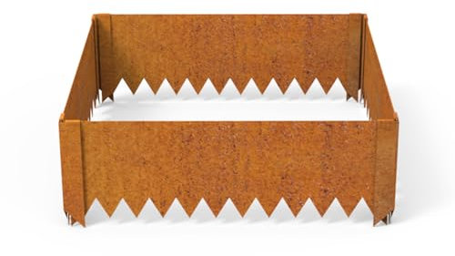BUYYAH Cor-Ten Hochbeet aus Stahl mit Rost-Patina-Finish, vorgerostetes Cor-Ten-Hochbeet, 60 x 60 x 20 cm