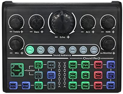 Live Sound Card External Voice Changer Audio Mixer BT Sound Mixer Board with Multiple Sound Effects Supports Smartphone Computer