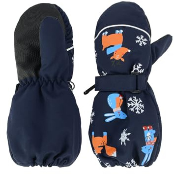 Century Star Skihandschuhe Kinder Fäustlinge Winterhandschuhe Schneehandschuhe für Kinder im Alter von 1-7 Jahre Schwarzblau 1-3 Jahre