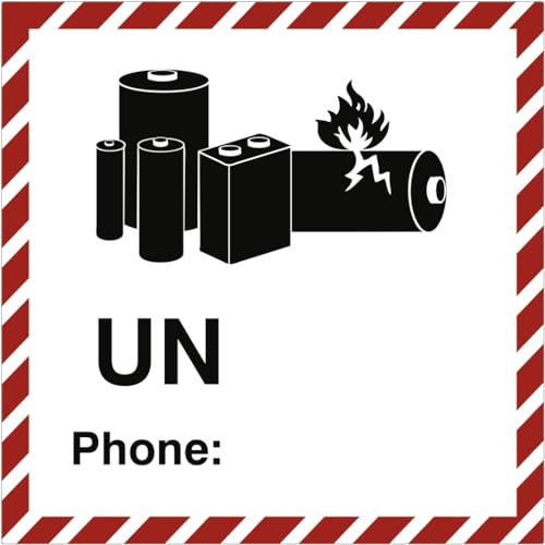 Dreifke® Gefahrzettel für Lithium-Zellen o. -Batterien, blanko m. Phone, Folie, 100x100mm