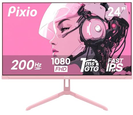 Pixio PX248 Wave Pink 24 pulgadas 200Hz Frecuencia de actualización FHD 1080p Resolución rápida IPS Panel 1ms GTG Tiempo de respuesta Adaptive Sync Monitor de juegos rosa con sincronización adaptativa
