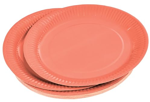Homéa Réception, Set de 20 Assiettes en Carton D23 cm Vitamine Terracotta