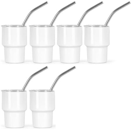 Mini-Schnapsglas-Set,Mini-Schnapsgläser mit Strohhalm und Deckel,Personalisierbar,6 Stück,Edelstahl,Doppelwandig und Vakuumisoliert,Mini-Schnapsglas für heißen und kalten Kaffee,Spirituosen,Hochzeit