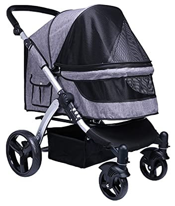 Hundebuggys für große Hunde, großer Hundebuggy, atmungsaktiver Reise-Katzenbuggy, Tragetasche, Haustierbuggy, Kinderwagen für Katzen und Hunde (Grau A) (Grau A)