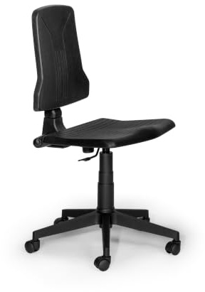 Topsit IND000109 Arbeitsstuhl aus Polyurethan, ergonomischer Arbeitsstuhl für Labor, Synchronmechanik, höhenverstellbar und leicht zu reinigen, stabile Basis mit Kunststoffrollen