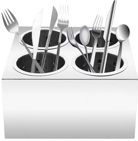 Dettchan Besteckhalter Besteck Besteckständer Gastro Besteckbehälter Utensilienhalter Lagerung von Messern Gabeln Besteckköcher Organizer Besteckkasten zweireihig aus Edelstahl für Küche Restaurant