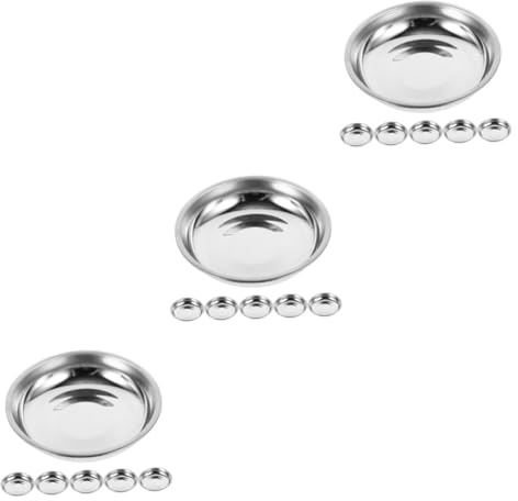 Garneck Set Di 3 Piattini Per Salse in Acciaio Inox Per Sala Da Pranzo Piccole Ciotole Da Portata 6 Pezzi * 3