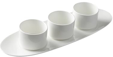FAJNUZI2024 Sauce Dish Pure White Three Consecutive Plates Snack Bowl Pre-dinner Small Dish Plate Cold Dish Plate Rectangular Specialty Tableware Dipping Bowls