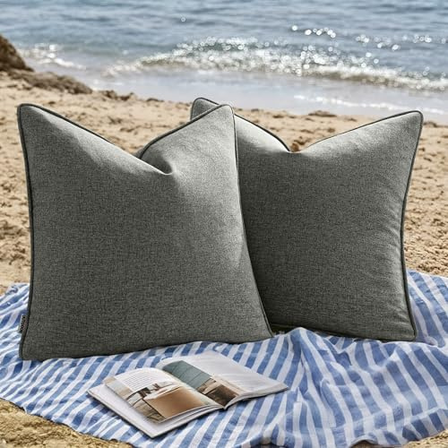 EMEMA Wetterfest Kissenbezug Dunkelgrau Outdoor 50x50 Wasserdicht