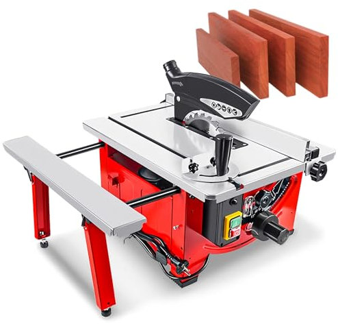 SAIYERUS 8.25 Mini Table Saw, 2900W 220V Portable Miter Saw Hobby Table Saw Bench Electric Cutting Machine Adjustable Cut Depth and Angle, for DIY Handmade Woodworking Crafts,52 x 65cm