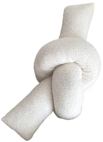 NASSMOSSE Knoten Kissen weiche Plüsch weiß gekotzte Langwurst Kissen Knotenförmige dekorative für Couchsofa Schlafzimmer