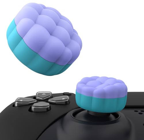 PlayVital Thumbs Cushion Caps Thumb Grips for ps5/ps4, Thumbstick Grip Cover Joystick Caps for Xbox Series X/S, Xbox One, Elite Series 2, Switch Pro Controller - Puff Cloud Texture Purple & Blue