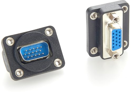 Plinkwirekb Module de type D VGA 15 broches mâle vers femelle Convertisseur XLR Bride Montage sur panneau Compatible NADB15MF EHHD15MFB (1 pièce)