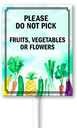 Geroclonup Cartello da giardino con paletto, in alluminio antiruggine, per casa, frutteto, giardino, decorazione per esterni (20 x 30 cm) in Please Do Not Pick Fruits, Verdure o Fiori
