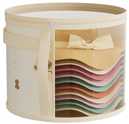 Scatola rotonda per cappelli – assicura che i tuoi cappelli regali ewith coperchi scatola per cappelli rotonda | Scomparti interni pieghevoli da viaggio scatole per cappelli | Conservazione in feltro