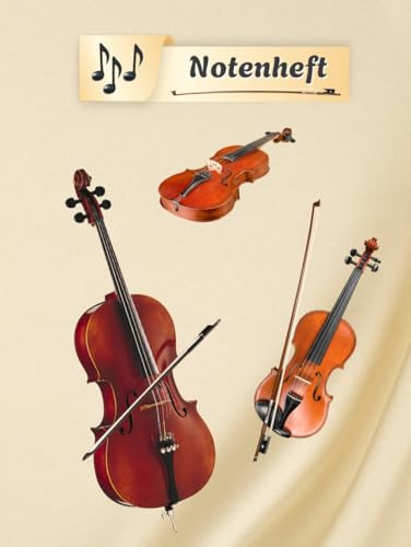 Notenheft Geige Notenbuch Cello Violine Musikunterricht Bratsche Notenlinienheft Große Lineatur Geigenunterricht Anfänger Violoncello Kontrabass ... da Gamba Notensysteme Musiker Rebec 01A13