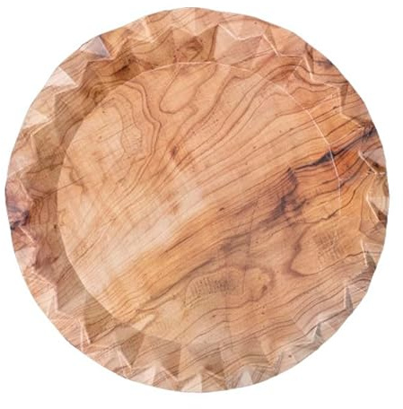 Monouso | 50 Platos de Cartón Diseño de Madera, Ø23cm, Color Natural, Vajilla Elegante, Eventos, Cumpleaños, Platos Desechables, Fiestas, Catering