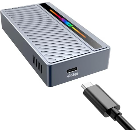 FIDECO Carcasa SSD M.2 NVMe de 40 Gbps, adaptador M.2 NVMe a USB con luz RGB, lector SSD USB4 compatible con Thunderbolt 4/3, USB4/3.2/3.1/3.0, compatible con UASP y TRIM
