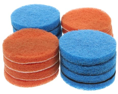 Beaupretty 16pcs Nylon Scouring Pads with Hook and Loop Backing for Electric Cleaning Brushes Quick Replacement Scrubbers for Kitchen Bathroom Floor Cleaning Green and Blue