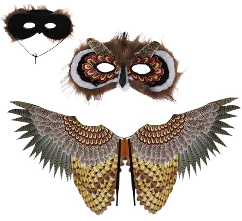 Generico Kit Costume da Gufo - Set Travestimento Halloween Per Ragazzi | Travestimento con Maschera per Teatro Carnevale Recitazione Scuola