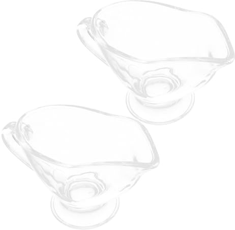 OUNONA Glass Gravy Boat and Sauce Dispenser Set 2pcs 215ml Glass Condiment Boats for Restaurant Kitchen Dining Table Serving