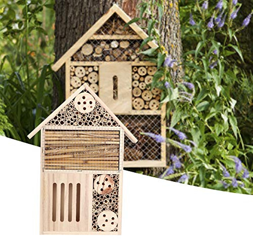 Generic Trä Insektshus Utsökt Trädgårdsdekor Utomhus Häckningslåda för Nyttiga Insekter Säker Candlenut Wood (A)