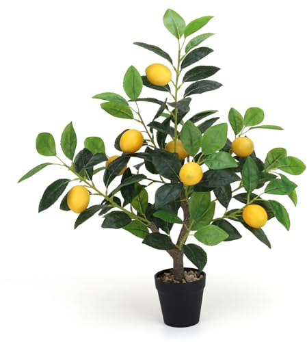 Quancru 20.9 Inch Artificial Lemons Tree Potted Fake Indoor Plants Decor