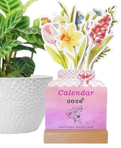 Calendario 2026 - Planificación mensual y semanal de flores | calendario de mesa para escritorio y oficina | Diario académico para profesores, estudiantes y mujeres, diseño floral, regalo p