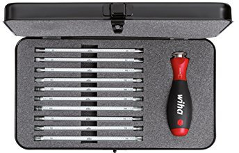 Wiha Professionelles Schraubendreher Set mit verstellbaren Wechselklingen I inklusive Box I 12-teilig I Chrom-Vanadium-Molybdän Stahl Werkzeug I SoftFinish Griff I Rolltasche (00623)