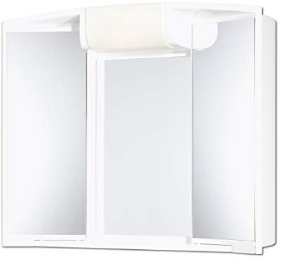 Jokey Spiegelschrank Angy mit Ablage & mit LED Beleuchtung 59 cm breit, Kunststoff Spiegelschrank in Weiß