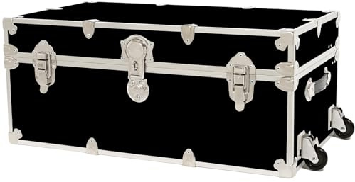Rhino Trunk & Case Classic Camp & College Trunk with Wheels. 30x17x13, 1500+ lbs Capacity - Many Colors, Soft-Close Lid. Strong, USA Made Summer Camp Footlocker and Secure Dorm Storage Chest