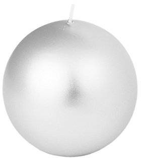 Sfera candela sferica 80 mm diametro candela rotonda argento lucido