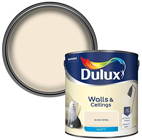Dulux Matt Emulsion Paint For Walls And Ceilings - Orchid White 2.5 Litres