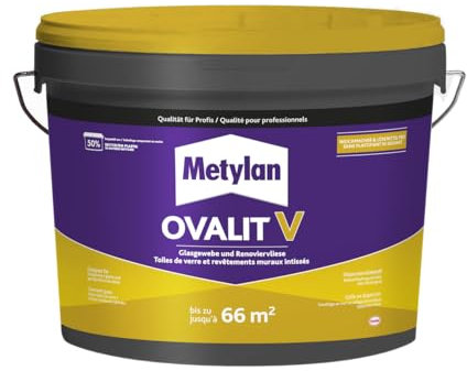 METYLAN Ovalit V, Colle prête à l'emploi pour revêtements à peindre, toiles de verre, voile de verre, intissés- Seau 10 kg