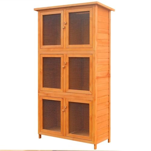 vidaXL 6-room Holz Tierkäfig Hasenstall Kleintierkäfig für Pet House 3 Schicht